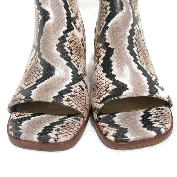 VINCE CAMUTO KENSLI SNAKESKIN OPEN TOE ANKLE BOOTS - Picture 6 of 9